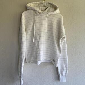 Abercrombie & Fitch white stripper cropped hoodie